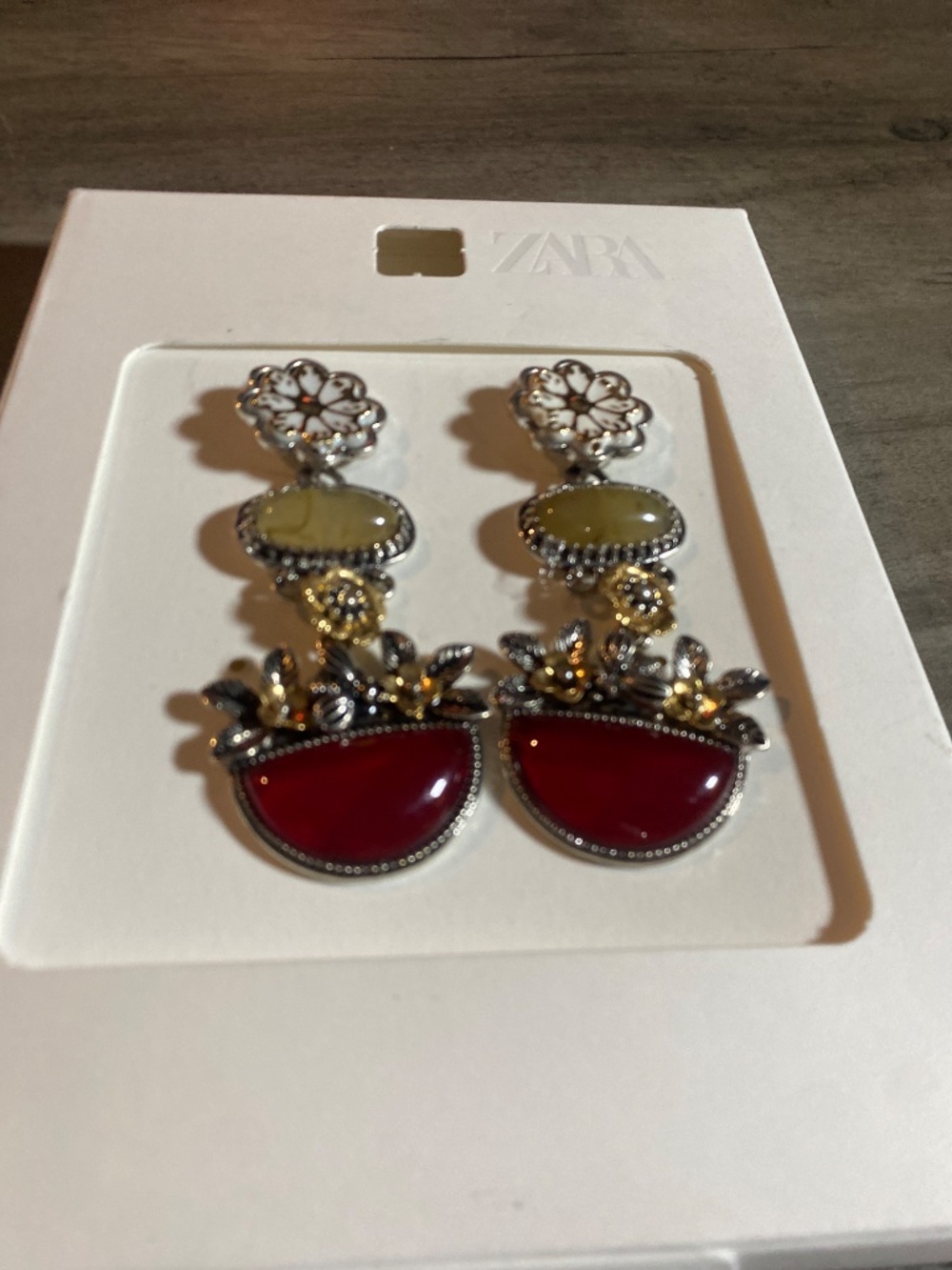 NWT Zara Floral Drop Resin Earrings - Picture 6 of 8